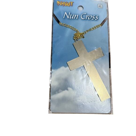 Halloween Spirit Gold Toned Cross Necklace For Nun Monk Priest 4 Inches - Picture 1 of 3